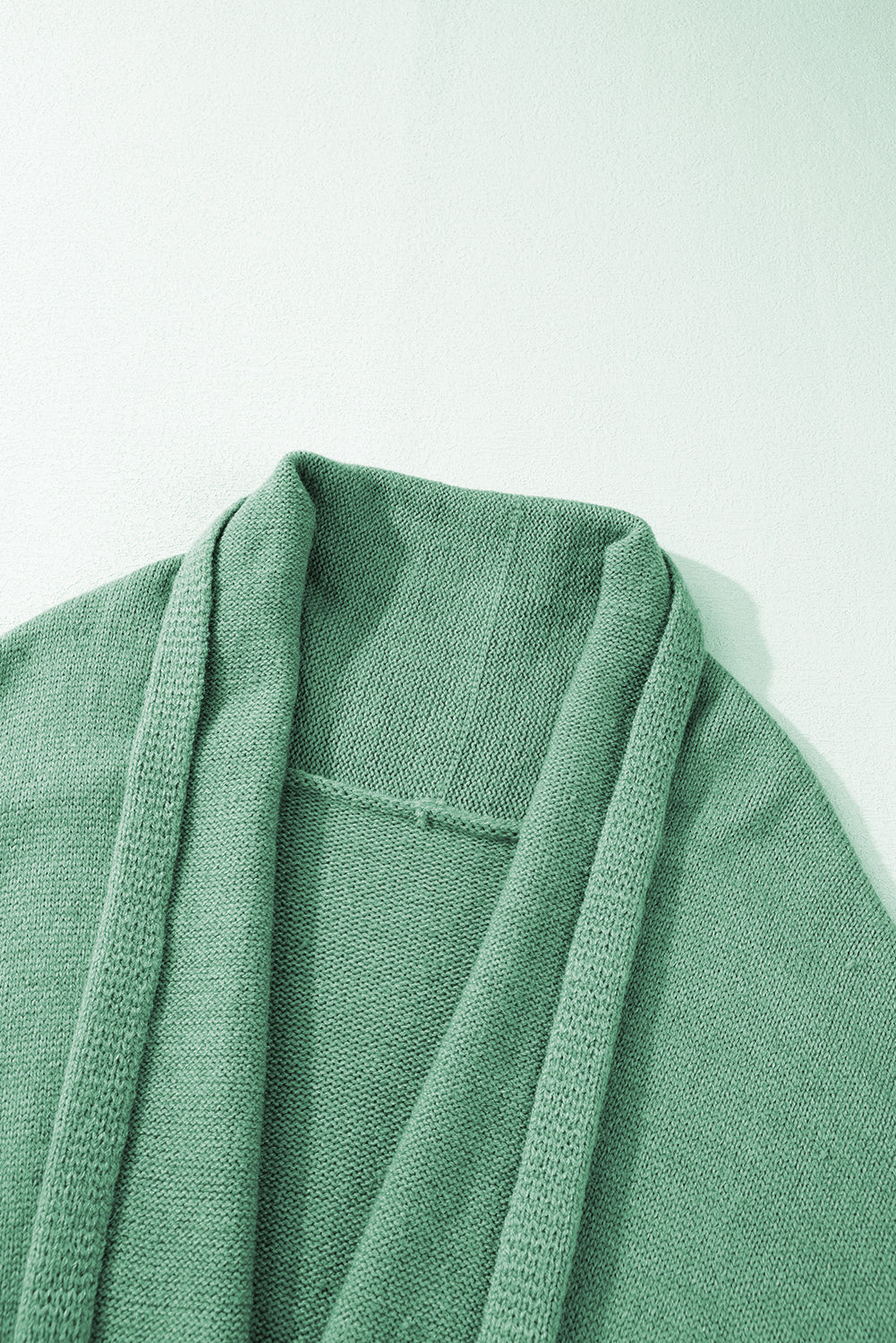 Green Colorblock Draped Open Front Chunky Cardigan