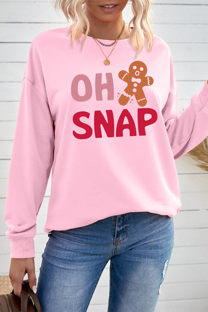 Pink Christmas OH SNAP Gingerbread Man Graphic Sweatshirt