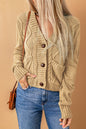 Beige Front Pockets Buttons Textured Cardigan