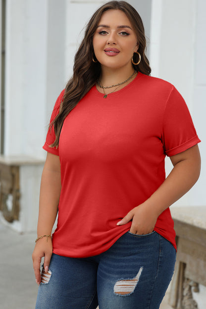 White Casual Plain Crew Neck Tee