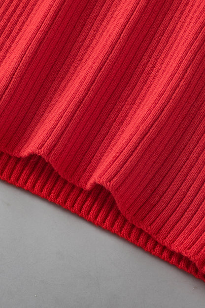 Fiery Red Colorblock Edge Ribbed Knit U Neck Tank Top