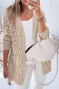 Jet Stream Cable Knit Eyelet Side Pockets Baggy Cardigan