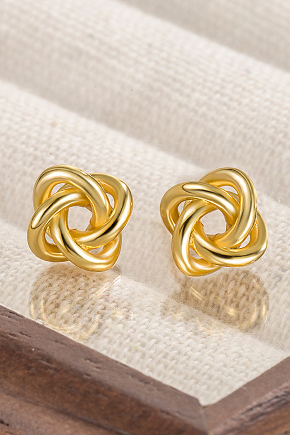 Gold Minimalism Knotted Plated Stud Earrings