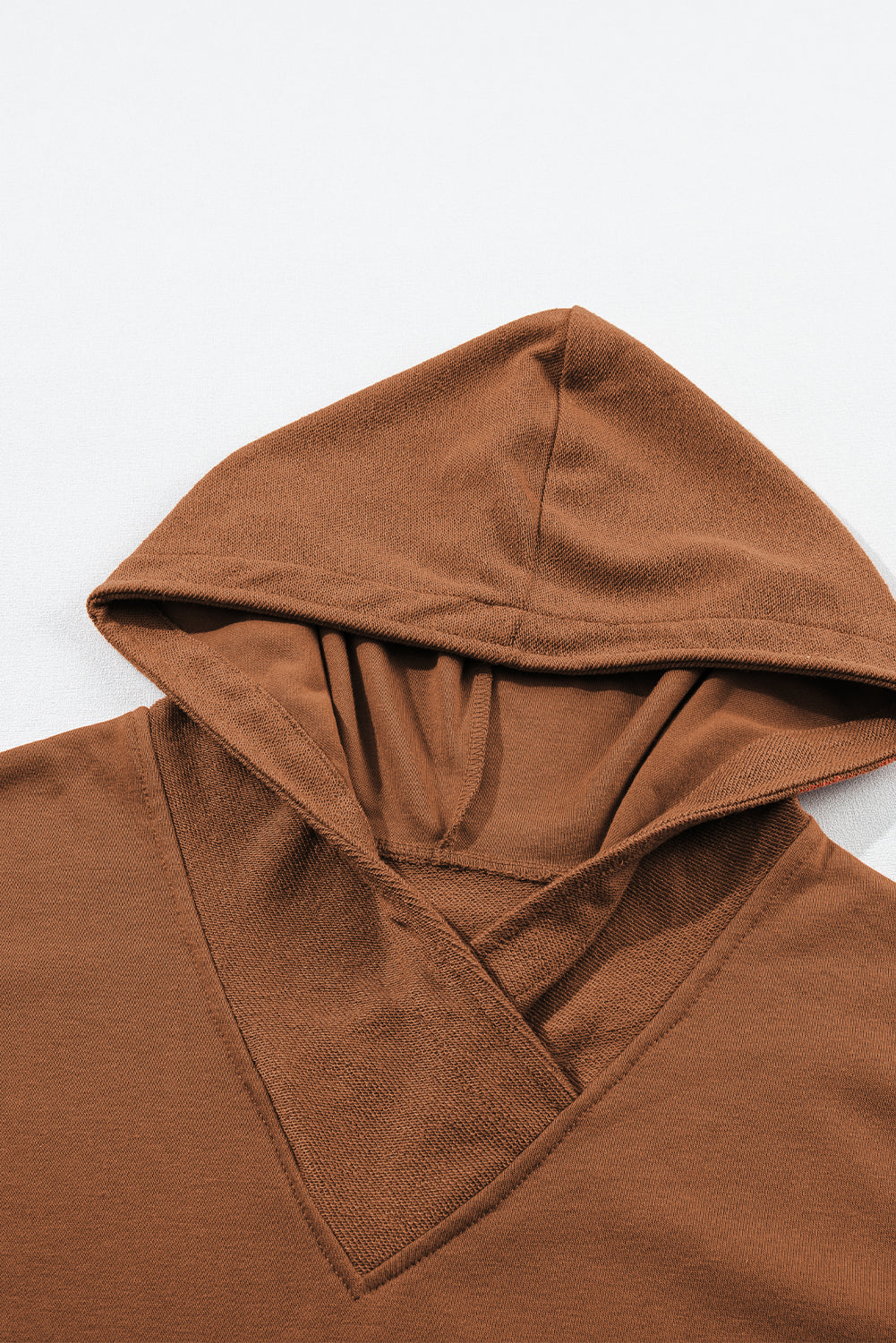 Chestnut Contrast Sleeves Patchwork Colorblock Hoodie