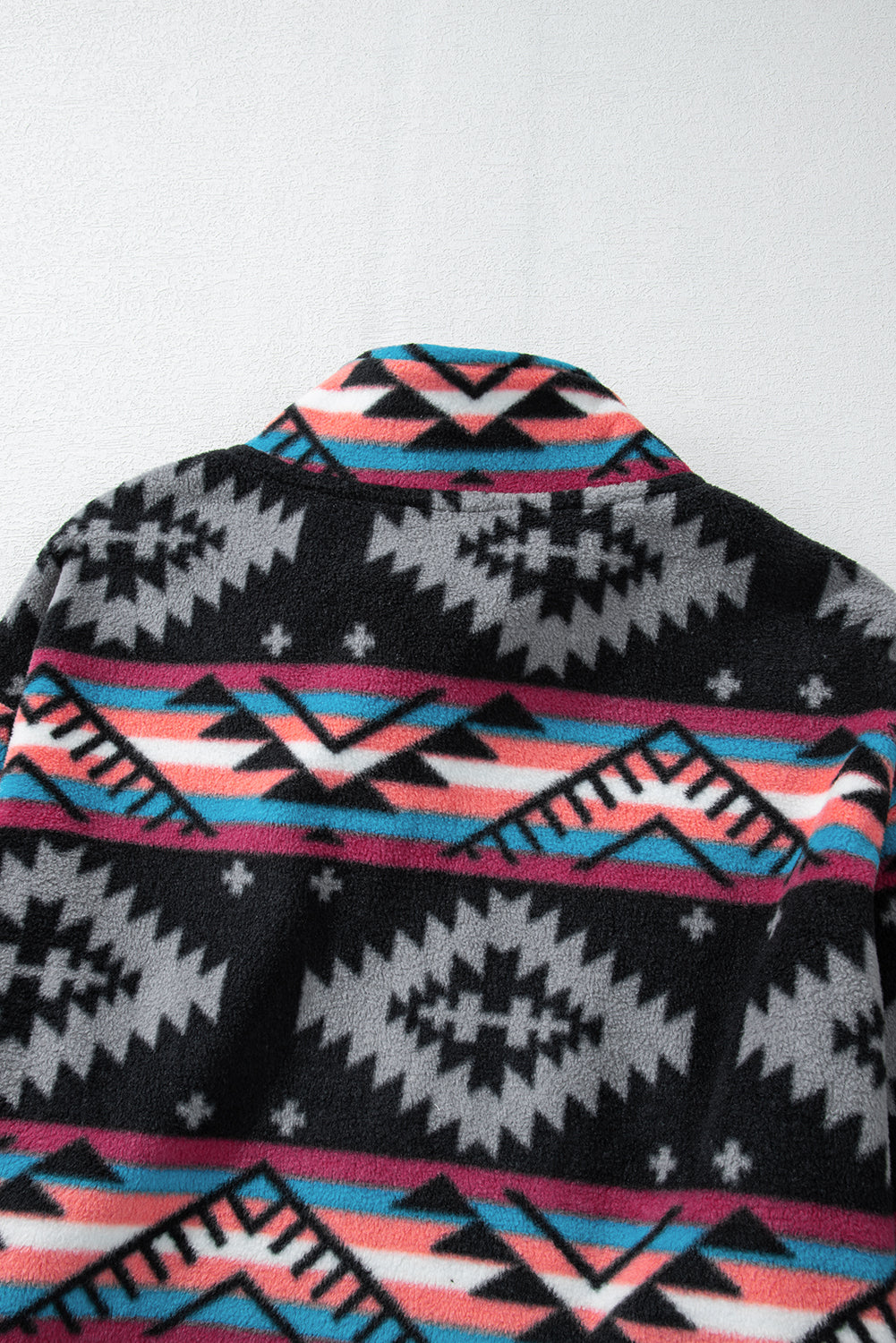 Black Aztec Printed Zip Up Collar Jacket