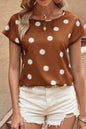 Chestnut Daisy Print Short Sleeve Top