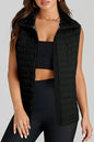 Silvery Plush Collared Quilted Zipped Puffer Vest