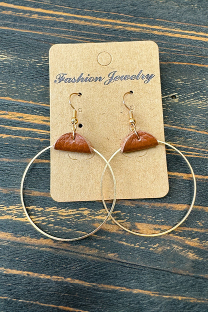 Chestnut PU Leather Hoop Earrings