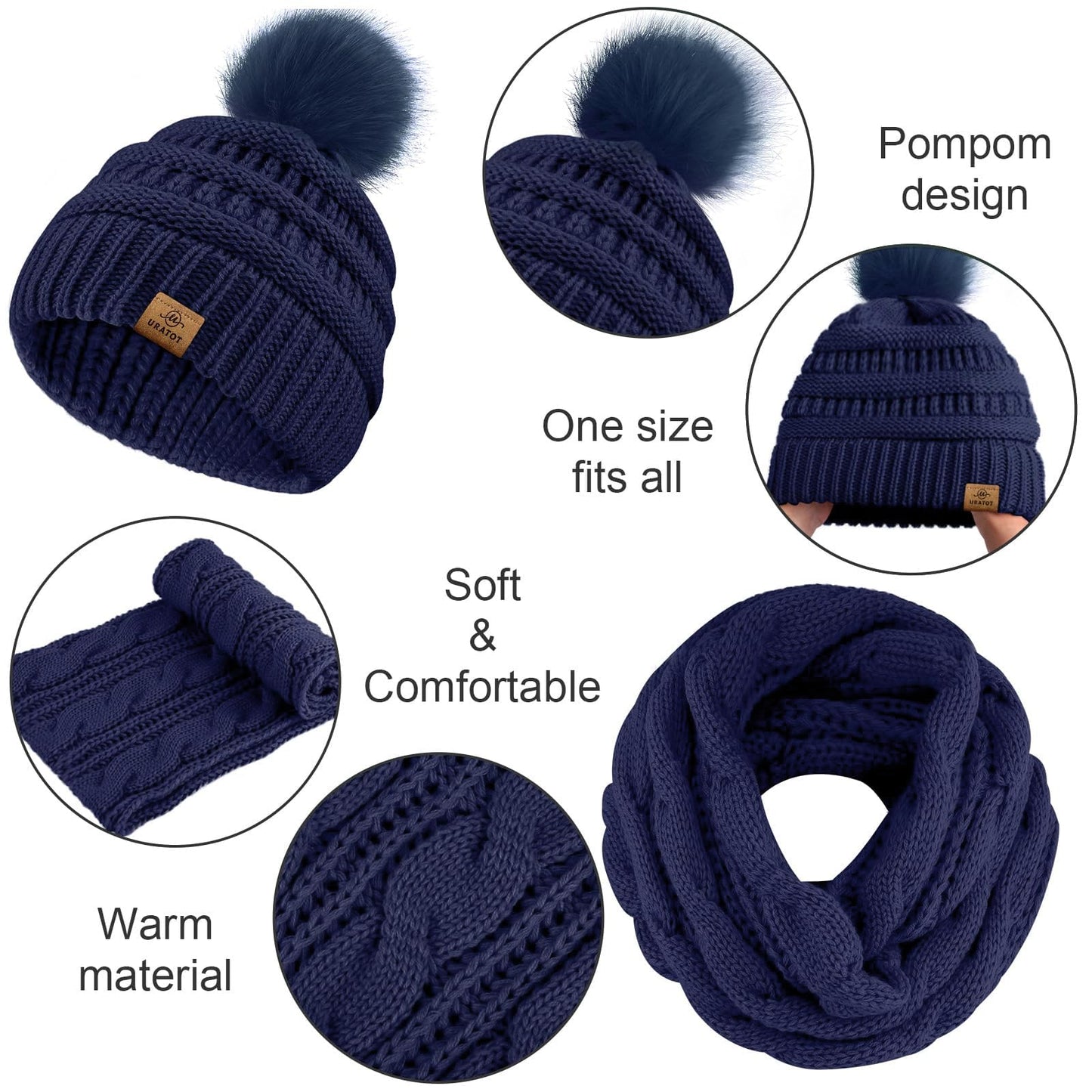 4-In-1 Winter Warm Sets Knitted Scarf