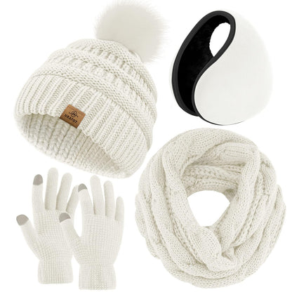 4-In-1 Winter Warm Sets Knitted Scarf