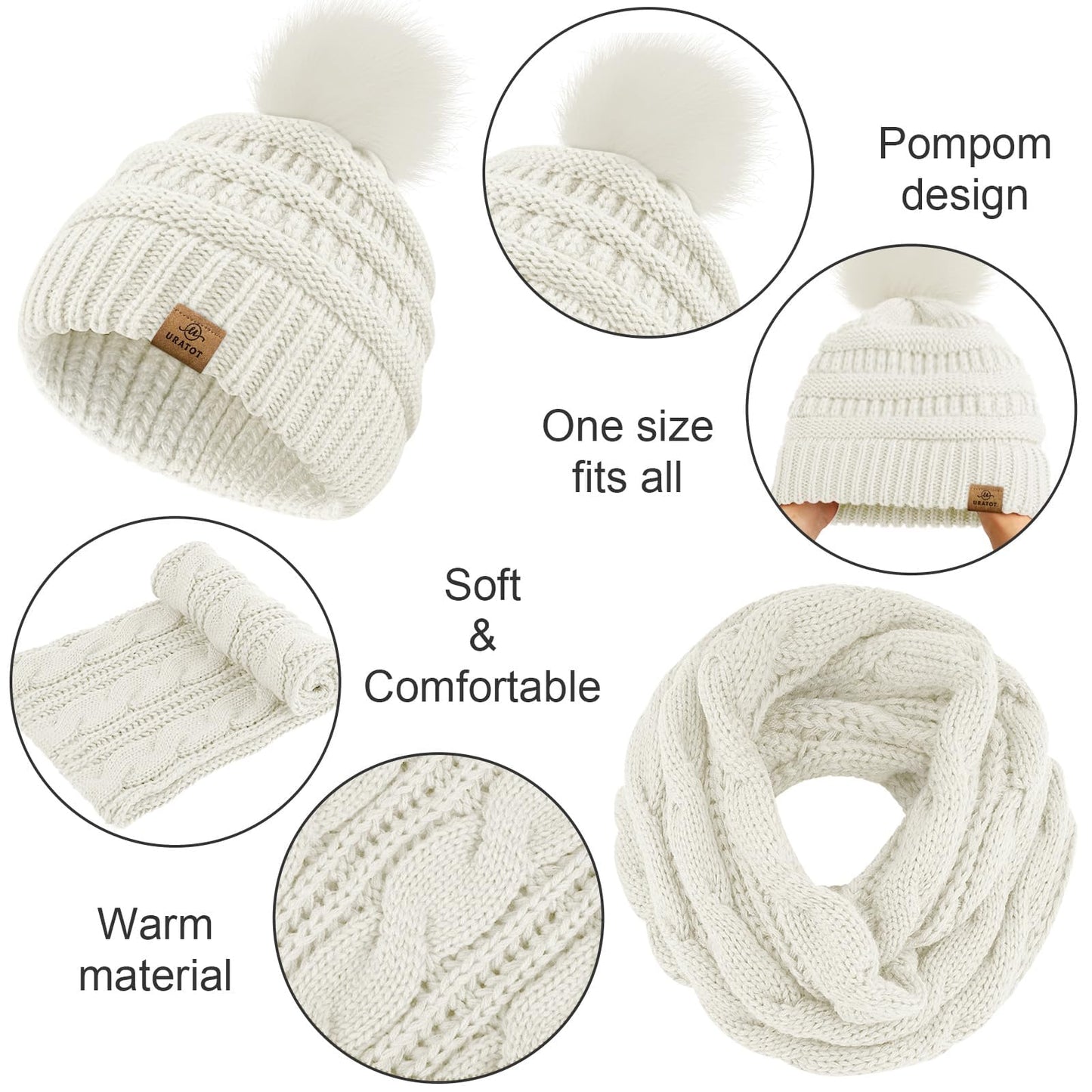 4-In-1 Winter Warm Sets Knitted Scarf