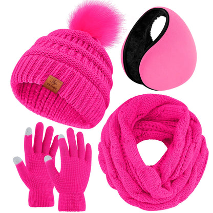 4-In-1 Winter Warm Sets Knitted Scarf