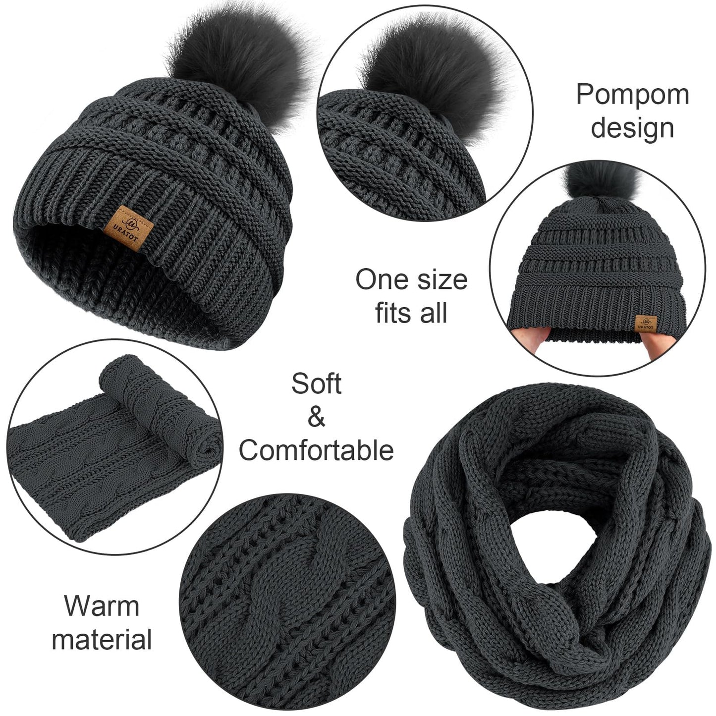 4-In-1 Winter Warm Sets Knitted Scarf