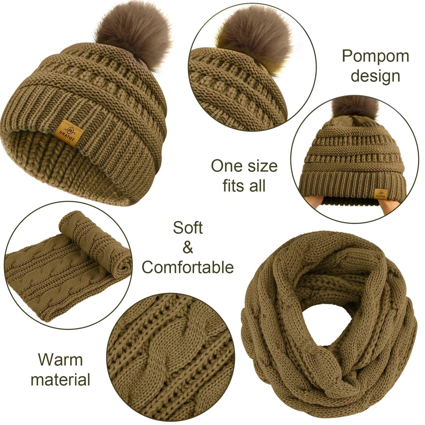 4-In-1 Winter Warm Sets Knitted Scarf