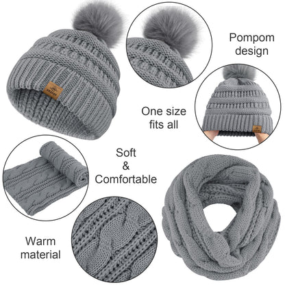 4-In-1 Winter Warm Sets Knitted Scarf