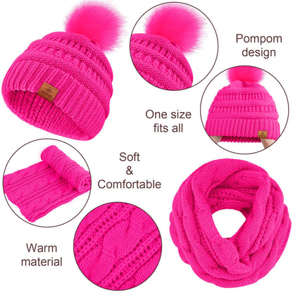 4-In-1 Winter Warm Sets Knitted Scarf