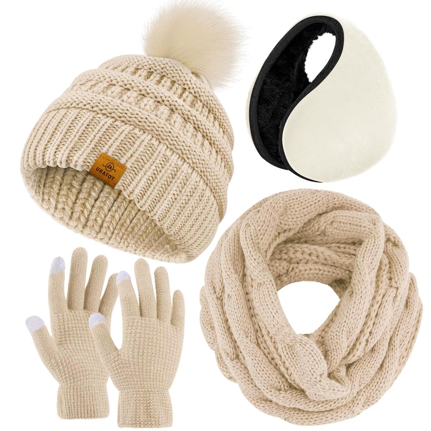 4-In-1 Winter Warm Sets Knitted Scarf