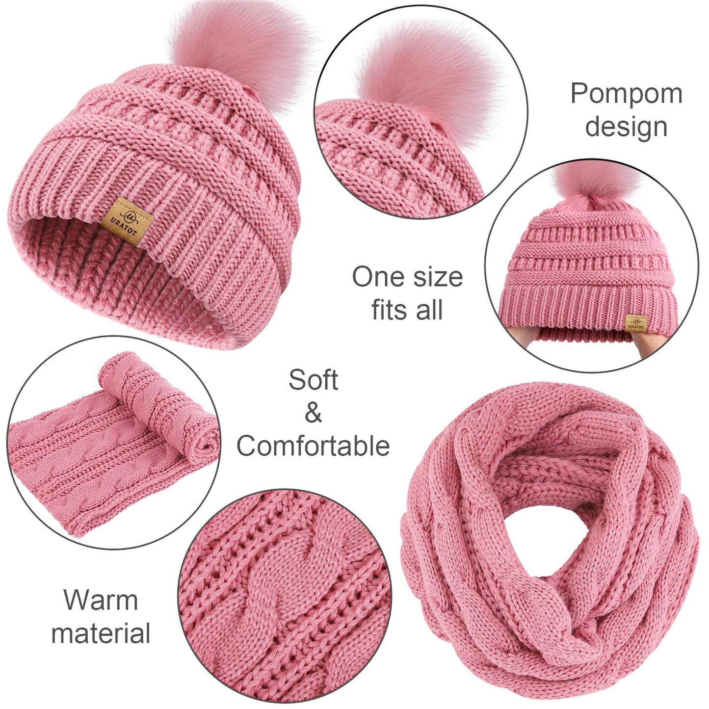 4-In-1 Winter Warm Sets Knitted Scarf