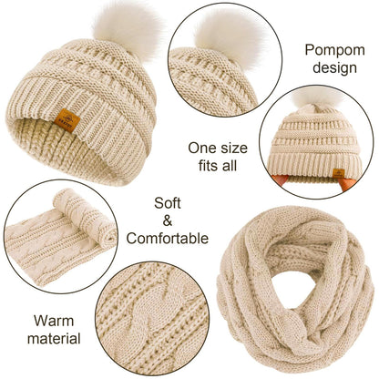 4-In-1 Winter Warm Sets Knitted Scarf