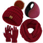 4-In-1 Winter Warm Sets Knitted Scarf