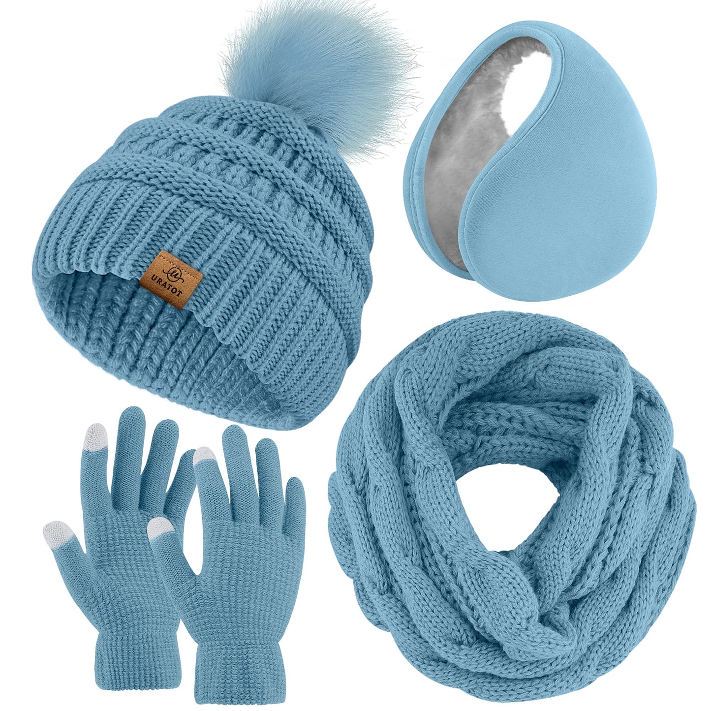 4-In-1 Winter Warm Sets Knitted Scarf