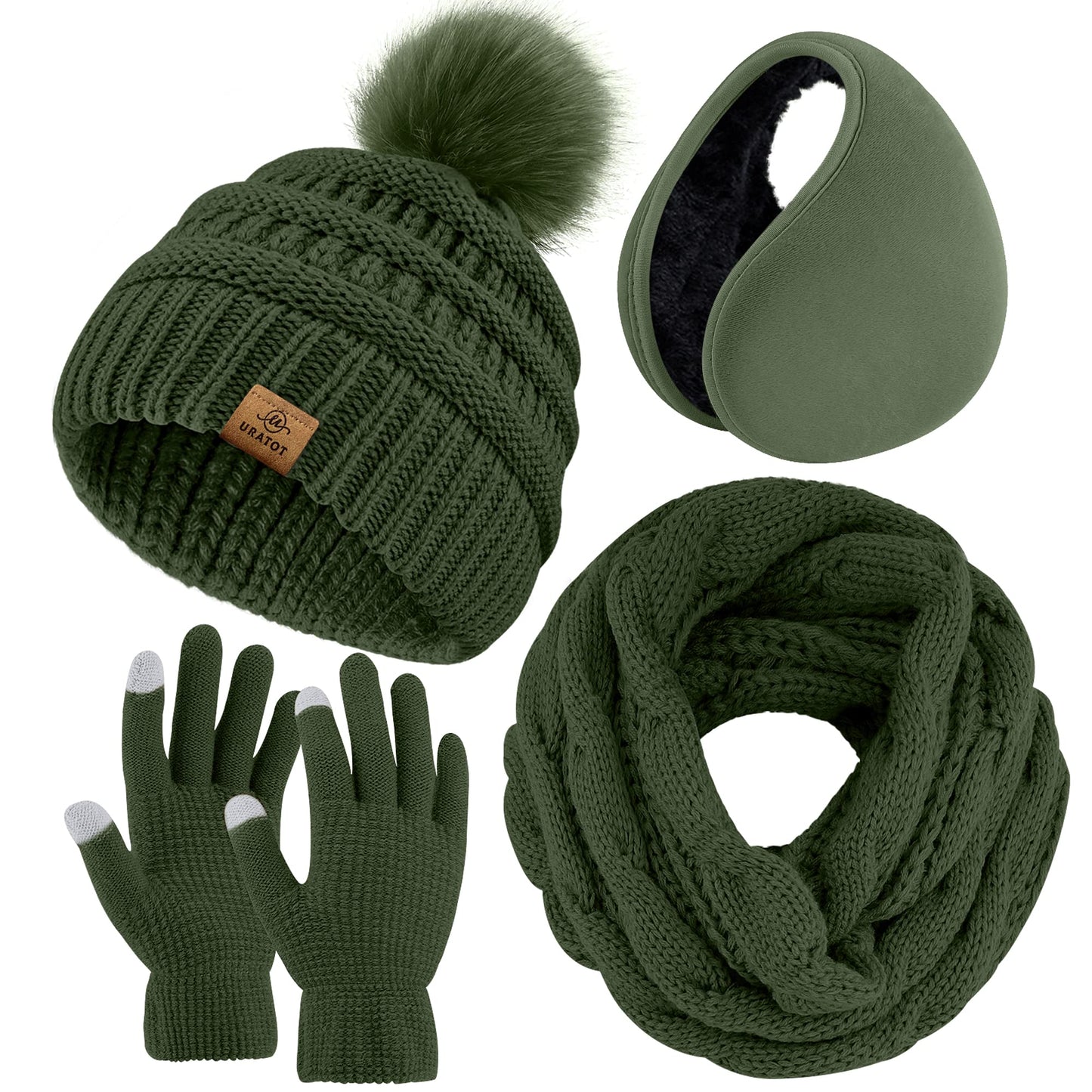 4-In-1 Winter Warm Sets Knitted Scarf