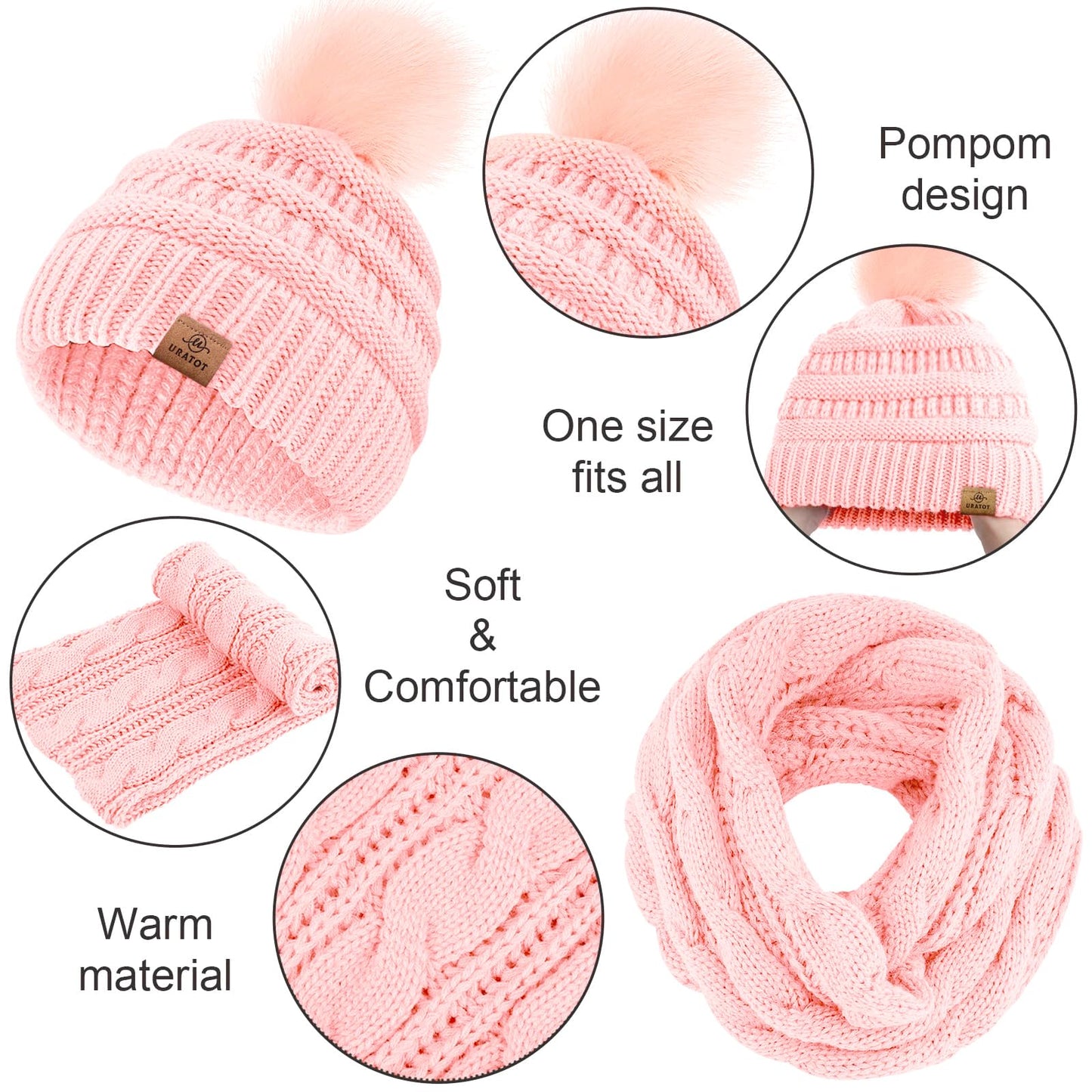 4-In-1 Winter Warm Sets Knitted Scarf