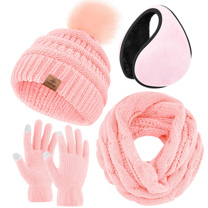 4-In-1 Winter Warm Sets Knitted Scarf