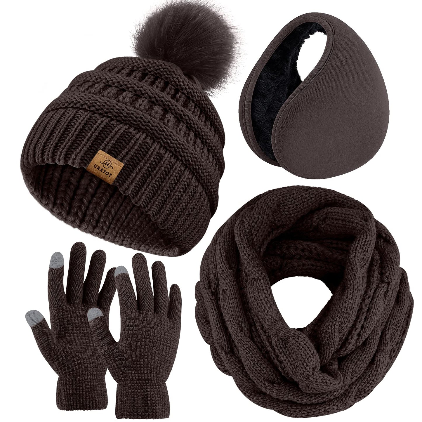 4-In-1 Winter Warm Sets Knitted Scarf