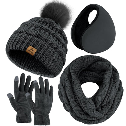 4-In-1 Winter Warm Sets Knitted Scarf