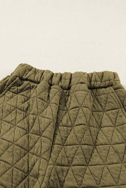 Sage Green Solid Quilted Pullover and Pants Outfit