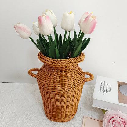 Classic Style Woven Plastic Flower Basket