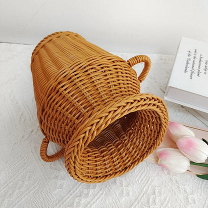 Classic Style Woven Plastic Flower Basket