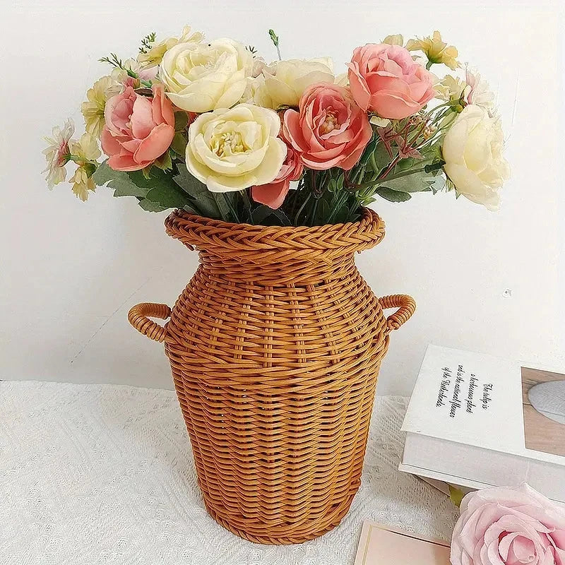 Classic Style Woven Plastic Flower Basket