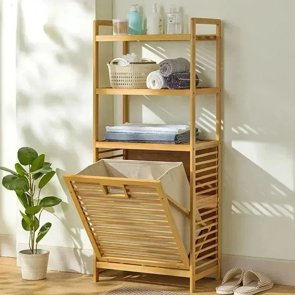 Weaving Laundry Hamper with shelves