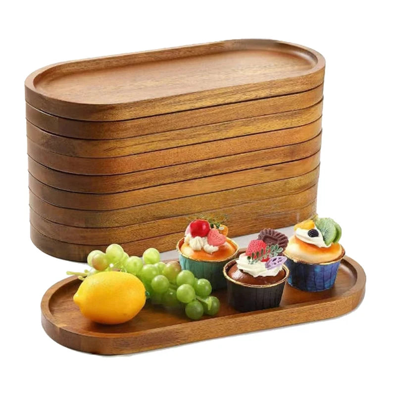 Solid Wood Food Tray Wooden Snack, Fruit, Tea,