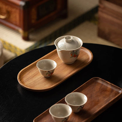 Solid Wood Food Tray Wooden Snack, Fruit, Tea,