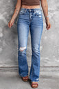 Blue Distressed Flare Jeans