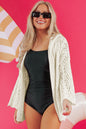 White Fashion Open Knit Hooded Beach Cover Up