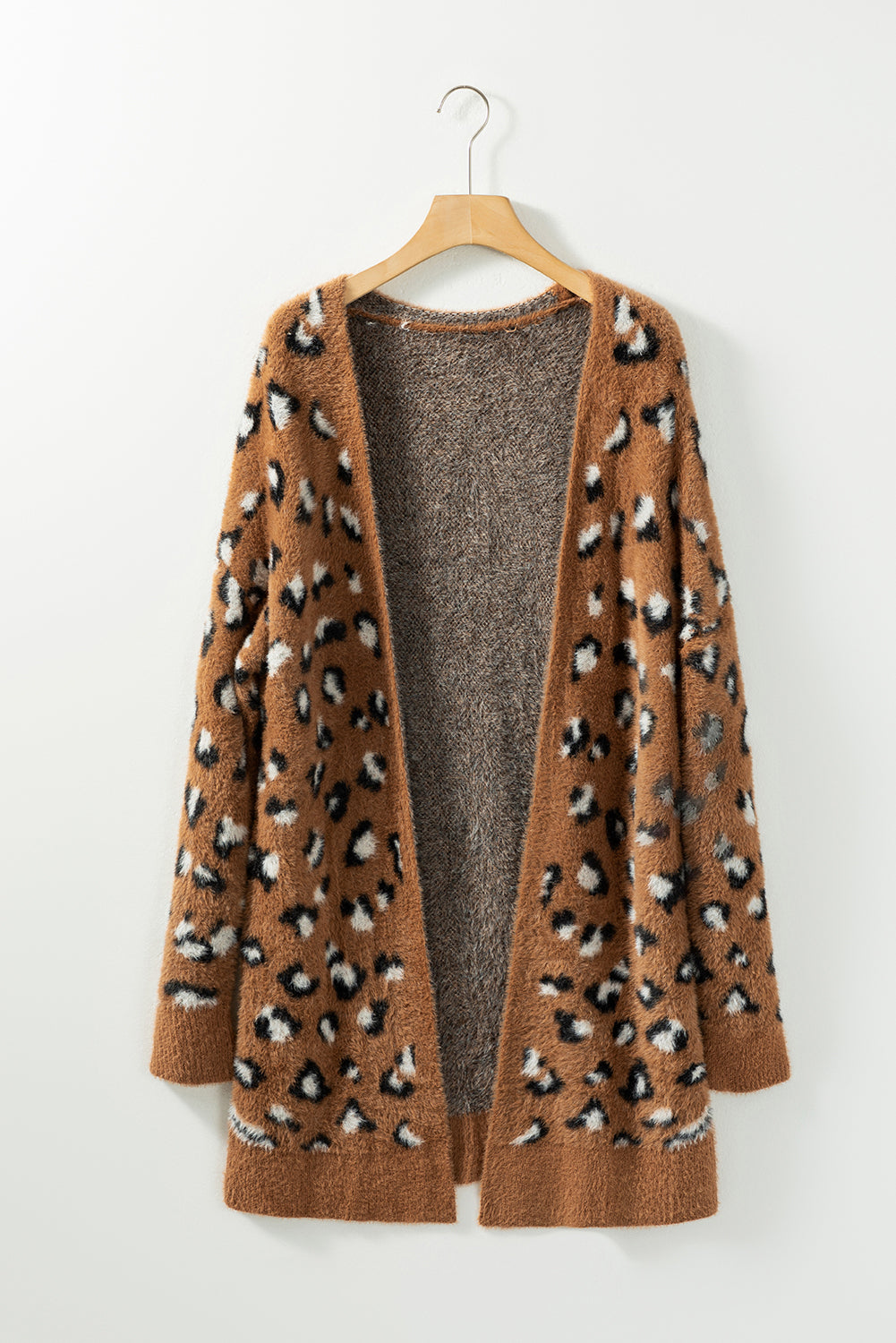 Brown Leopard Print Fur Cardigan