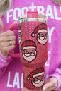 Rose Red Christmas Santa Claus Diamond Thermos Cup with Straw 40oz